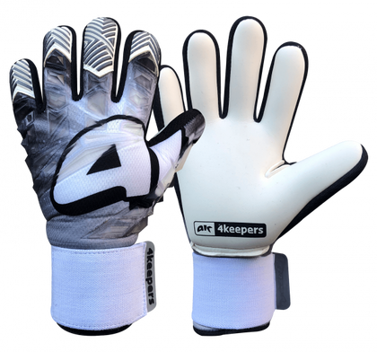 Biało-czarne rękawice bramkarskie 4Keepers Evo Gris NC