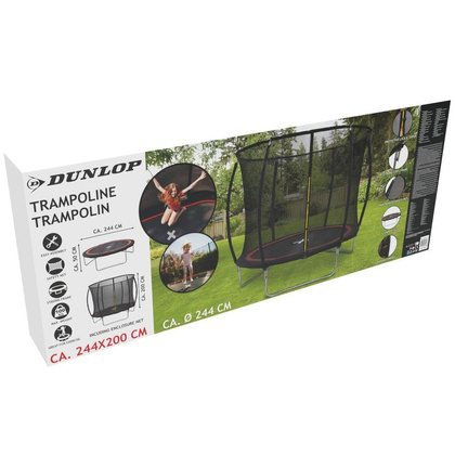 TRAMPOLINA DUNLOP PREMIUM Z SIATKĄ WEWNĘTRZNĄ fi244cm