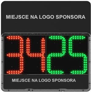 Elektroniczna tablica zmiany zawodników- dwustronna z podwójną przestrzenią na logo sponsora + walizka