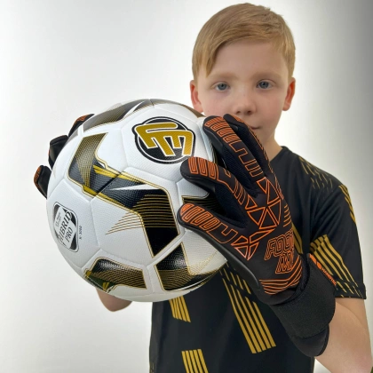 Czarno-pomarańczowe rękawice bramkarskie Football Masters Fenix Orange Fluo