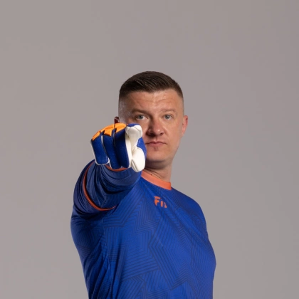 Granatowo-pomarańczowe rękawice bramkarskie Football Masters Varis X PRO Blue Orange