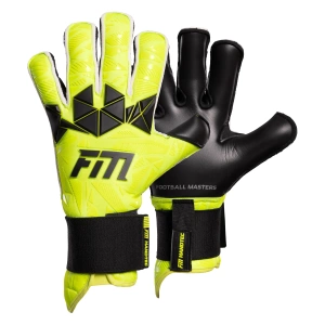 Seledynowo-czarne rękawice bramkarskie Football Masters Invictus X PRO Yellow Fluo