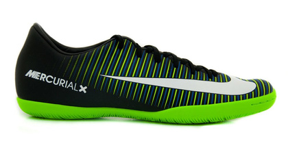 Czarno-zielone buty piłkarskie na halę Nike Mercurial Vapor IC 831947-013 JR