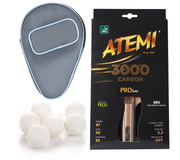 Zestaw Atemi 3000 AN - Rakietka do tenisa stołowego (rączka anatomiczna) + pokrowiec + piłeczki