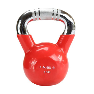 KTC10 RED KETTLEBELL ŻELIWNY POKRYTY WINYLEM Z CHROMOWANYM UCHWYTEM HMS