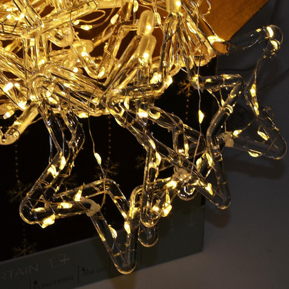 LAMPKI CHOINKOWE KURTYNA ŚWIETLNA 120x120 CM 235LED CIEPŁY BIAŁY GWIAZDKI