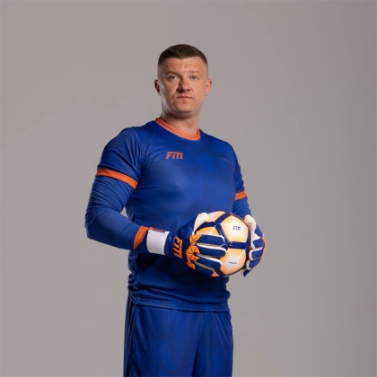 Granatowo-pomarańczowe rękawice bramkarskie Football Masters Varis X PRO Blue Orange