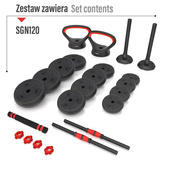 SGN120 PRO SET 6W1 ZESTAW CIĘŻARÓW 20KG HMS