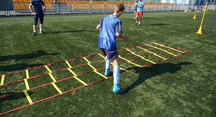 Żółta drabinka koordynacyjna, potrójna 3D 6 m Yakimasport 100102