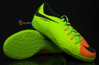 Zielono-pomarańczowe buty piłkarskie na halę Nike Hypervenom Phelon IC 852600-308 JR