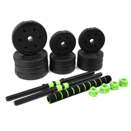 Czarno-zielone hantle regulowane zestaw sztanga BR020 20 kg