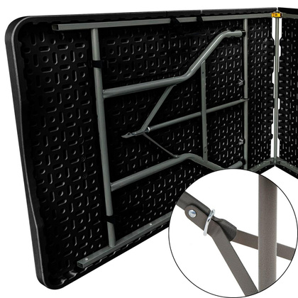 STÓŁ CATERINGOWY SKŁADANY W WALIZKĘ 180x70x74CM MAX.100KG CZARNY
