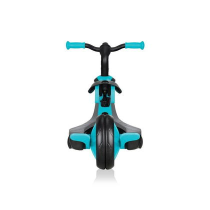 Czarno-turkusowy rowerek biegowy Globber Explorer Trike 3w1 631-105