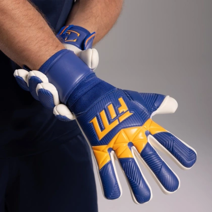 Granatowo-pomarańczowe rękawice bramkarskie Football Masters Varis X Blue Orange