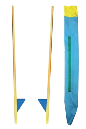 Szczudła drewniane cyrkowe małe NIEBIESKIE 140 cm dla dzieci
