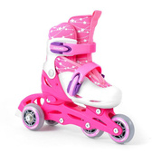Zestaw COMBO PINK: 2w1 wrotko-rolki regulowane + kask + ochraniacze + torba