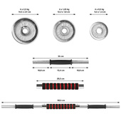 STC21 SZTANGIELKI REGULOWANE W WALIZCE CHROMOWANE 20KG HMS