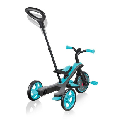 Czarno-turkusowy rowerek biegowy Globber Explorer Trike 3w1 631-105