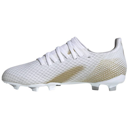 Biało-złote buty piłkarskie korki Adidas X Ghosted.3 FG EG8210 - Junior