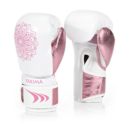 Rękawice kobiece MANDALA WHITE/PINK 6 oz