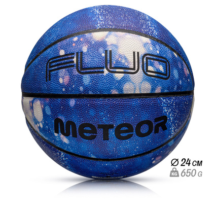 Piłka koszykowa Meteor Fluo niebieski/biały 7