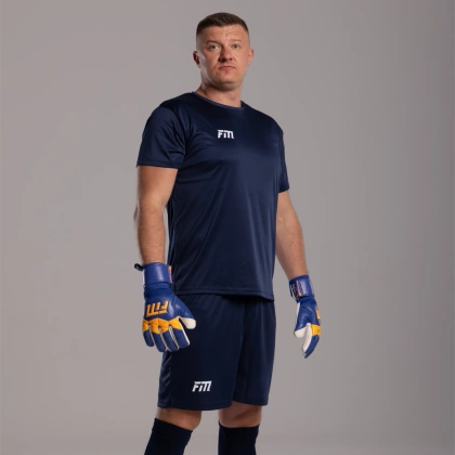Granatowo-pomarańczowe rękawice bramkarskie Football Masters Varis X Blue Orange