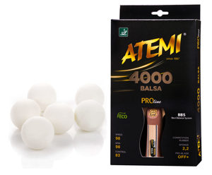 Atemi 4000 AN - Rakietka do tenisa stołowego (rączka anatomiczna) + piłeczki