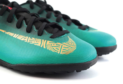 Zielono-czarne buty piłkarskie na orlik Nike Mercurial Vapor Club CR7 TF AJ3106-390 JR