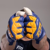 Granatowo-pomarańczowe rękawice bramkarskie Football Masters Invictus X Blue Orange