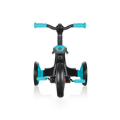 Czarno-turkusowy rowerek biegowy Globber Explorer Trike 2w1 630-105
