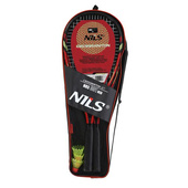 NRS001 ZESTAW DO CROSSMINTONA 2 RAKIETY + LOTKI + POKROWIEC CZERWONY NILS