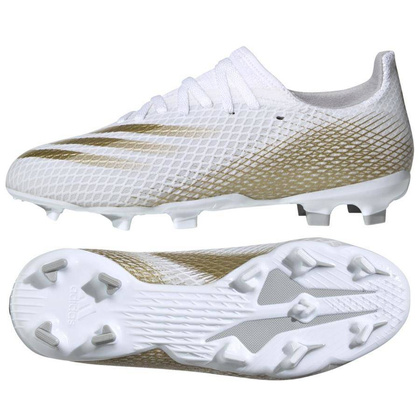 Biało-złote buty piłkarskie korki Adidas X Ghosted.3 FG EG8210 - Junior