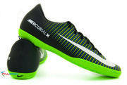 Czarno-zielone buty piłkarskie na halę Nike Mercurial Vapor IC 831947-013 JR