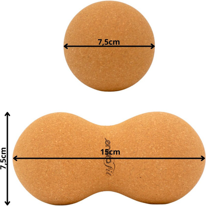PODWÓJNA PIŁECZKA DO MASAŻU KORKOWA 7.5x15CM ENERO FIT