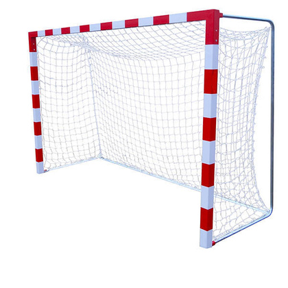 Bramka do piłki ręcznej 3x2m przedłużana / tulejowa [profil stal kwadrat 80x80], głębokość 0,8/1m, lakier. pasy biało-czerwone
