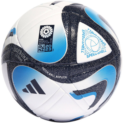 Biało-niebieska piłka nożna Adidas Oceaunz League HT9015