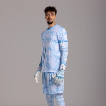 Biało-niebieskie rękawice bramkarskie Football Masters Varis X PRO White Blue