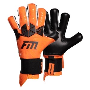 Pomarańczowo-czarne rękawice bramkarskie Football Masters Invictus X PRO Orange Fluo