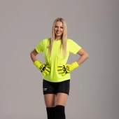 Żółto-czarne rękawice bramkarskie Football Masters Invictus X Yellow Fluo