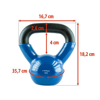 KNV06 BLUE KETTLEBELL ŻELIWNY POKRYTY WINYLEM HMS