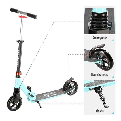 Czarno-miętowa hulajnoga do jazdy Nils Extreme HM2160