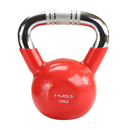 KTC06 RED KETTLEBELL ŻELIWNY POKRYTY WINYLEM Z CHROMOWANYM UCHWYTEM HMS