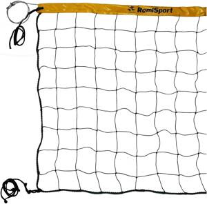 Siatka BASIC do siatkówki, górna krawędź obszyta taśmą PCV w kolorze żółtym L=9500