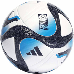 Biało-niebieska piłka nożna Adidas Oceaunz League HT9015