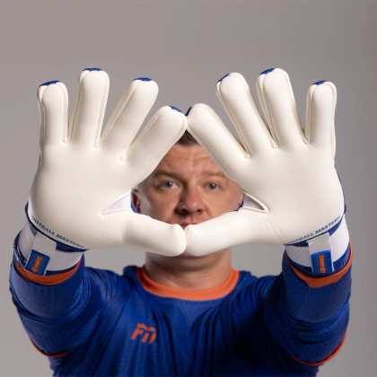 Granatowo-pomarańczowe rękawice bramkarskie Football Masters Varis X PRO Blue Orange