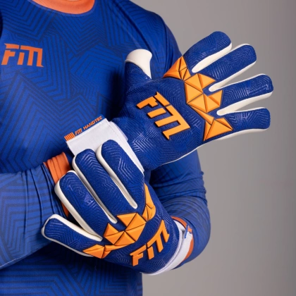 Granatowo-pomarańczowe rękawice bramkarskie Football Masters Varis X PRO Blue Orange