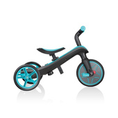 Czarno-turkusowy rowerek biegowy Globber Explorer Trike 3w1 631-105