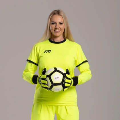 Żółto-czarne rękawice bramkarskie Football Masters Varis X PRO Yellow Fluo