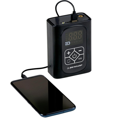 KOMPRESOR SAMOCHODOWY DUNLOP 150 PSI CYFROWA SPRĘŻARKA Z FUNKCJĄ POWERBANK