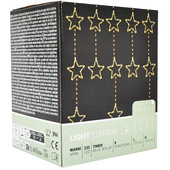 LAMPKI CHOINKOWE KURTYNA ŚWIETLNA 120x120 CM 235LED CIEPŁY BIAŁY GWIAZDKI